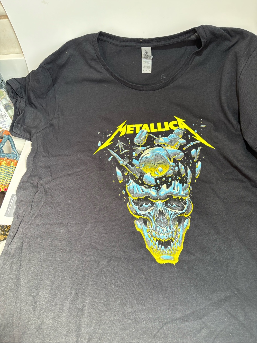 Short Sleeve Graphic Tee in Black with Yellow Accent